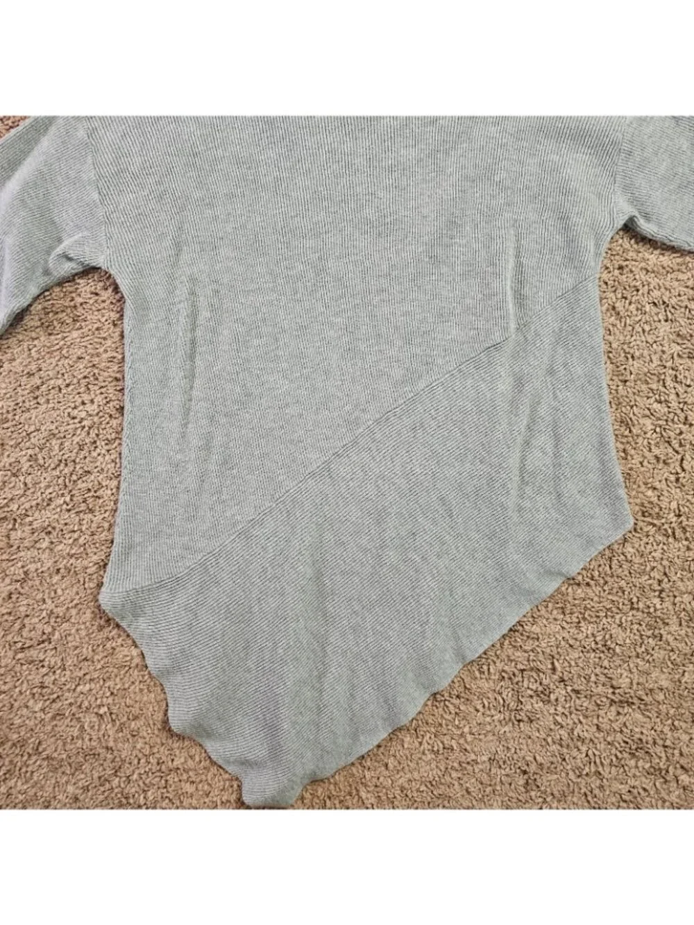 Lane Bryant Pullover Top Womens 14/16 Gray Ribbed Asymmetrical Hem 3/4 Sleeve - Picture 8 of 11